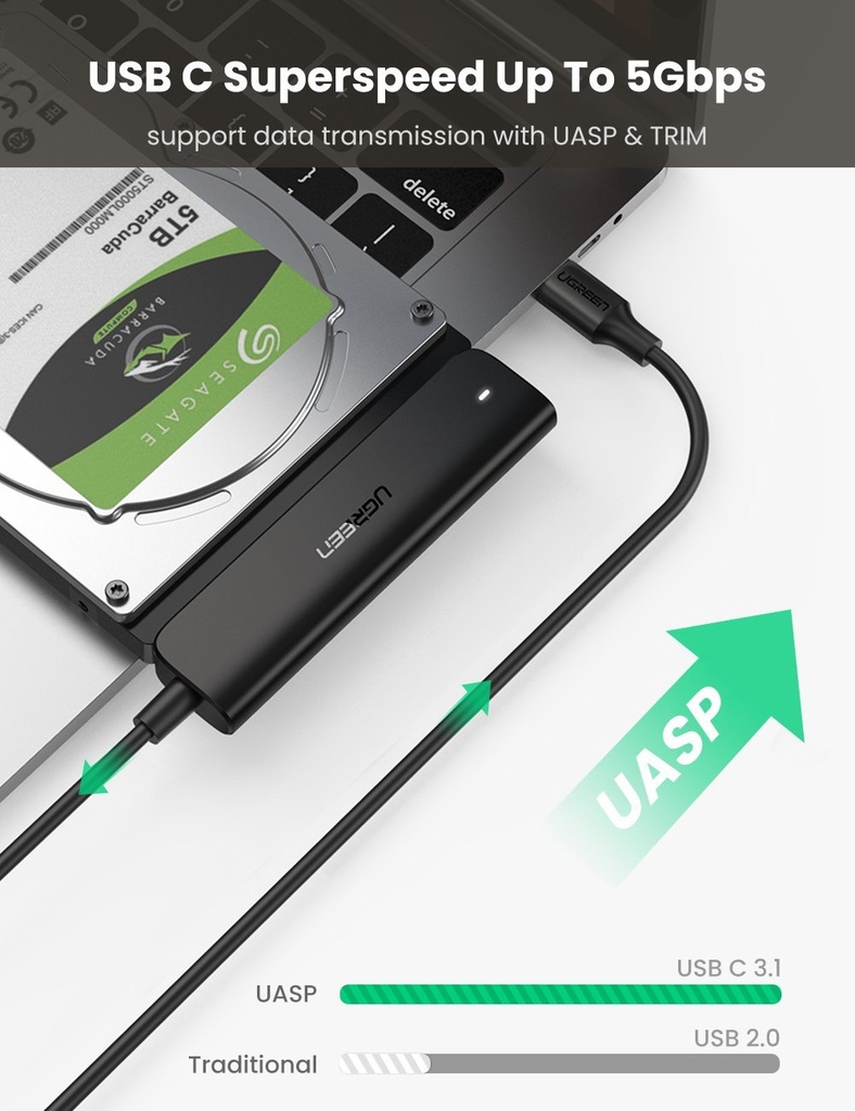 [82887] UGREEN USB-C 3.0 to 2.5-Inch SATA Converter 50cm Image 