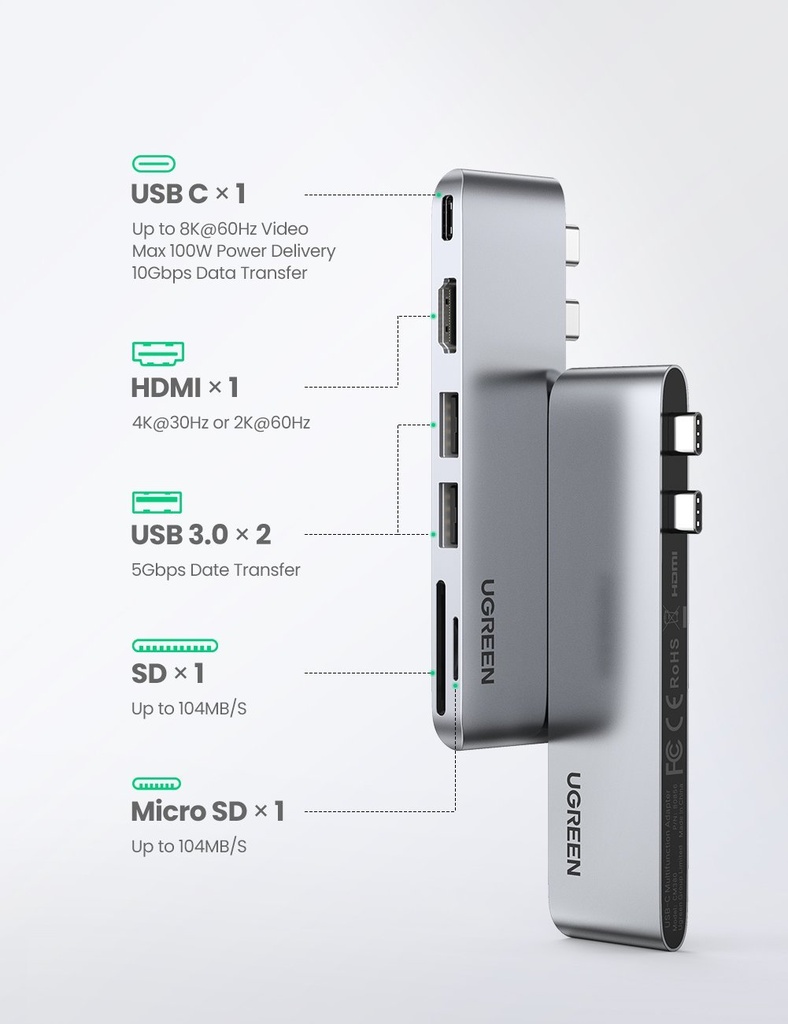[82868] UGREEN USB-C Multifunction Adapter Image 