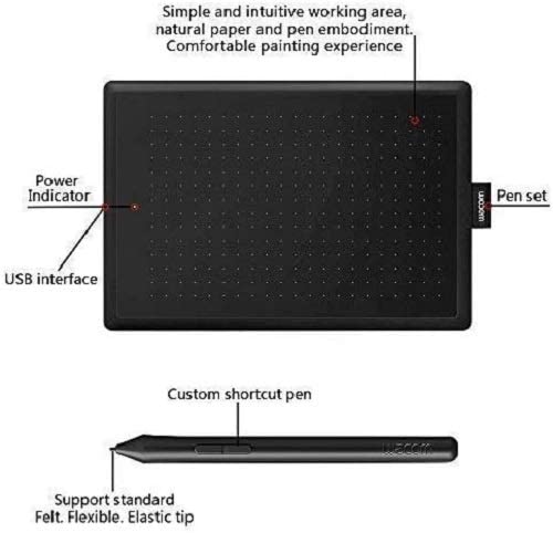 [83215] "Wacom USB-A Digital Graphics 6” x 3.5” Tablet With Battery Free Cordless Pen 2048 Pressure Sensitivity Image 