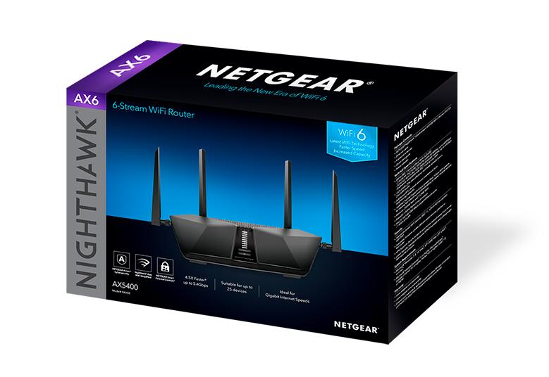 [81947] Nighthawk® 6-Stream Dual-Band WiFi 6 Router (up to 5.4 Gbps) with NETGEAR Armor™ & NETGEAR Smart Parental Controls™ Image 