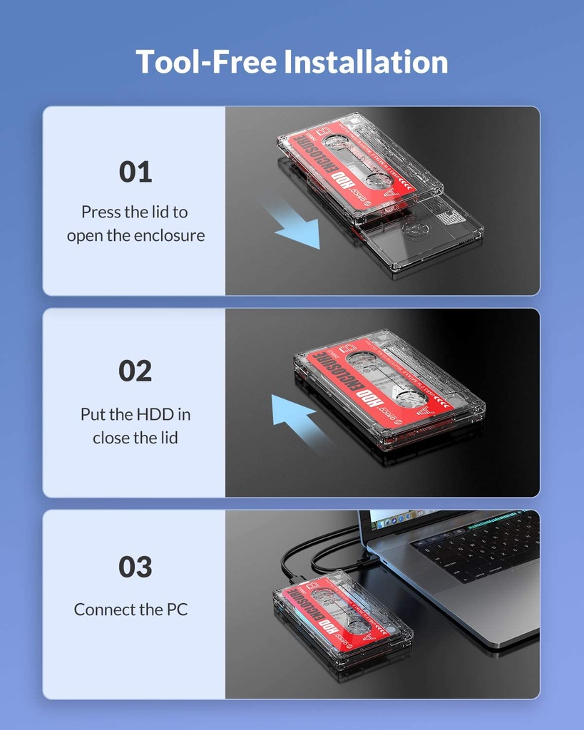 [81901] ORICO ORI-2580U3 TRANSPARENT TAPE SHAPE 2.5 USB 3.0 HDD Image 