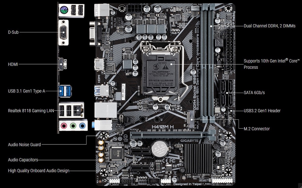 [81892] GIGABYTE H410M H LGA1200 MOTHERBOARD Image 
