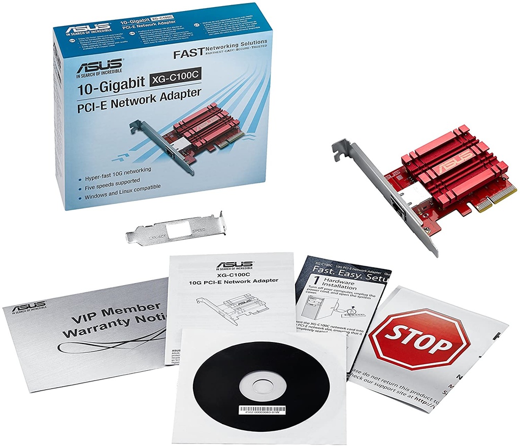 [81801] ASUS 10GBase-T PCIe Network Adapter with backward compatibility of 5/2.5/1G and 100Mbp Image 