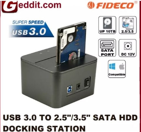 [81699] Docking Station Fideco HDD 2.5"/3.5" USB3.0 to SATA (MR129BK) Image 