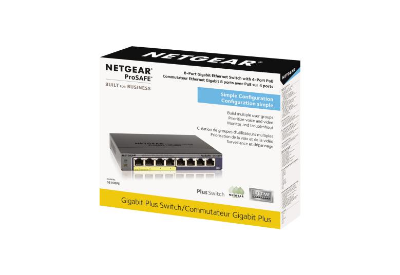 [77602] NetGear 8 Port Gigabit Ethernet with 4 port POE Switch (GS108PE-300INS) Image 