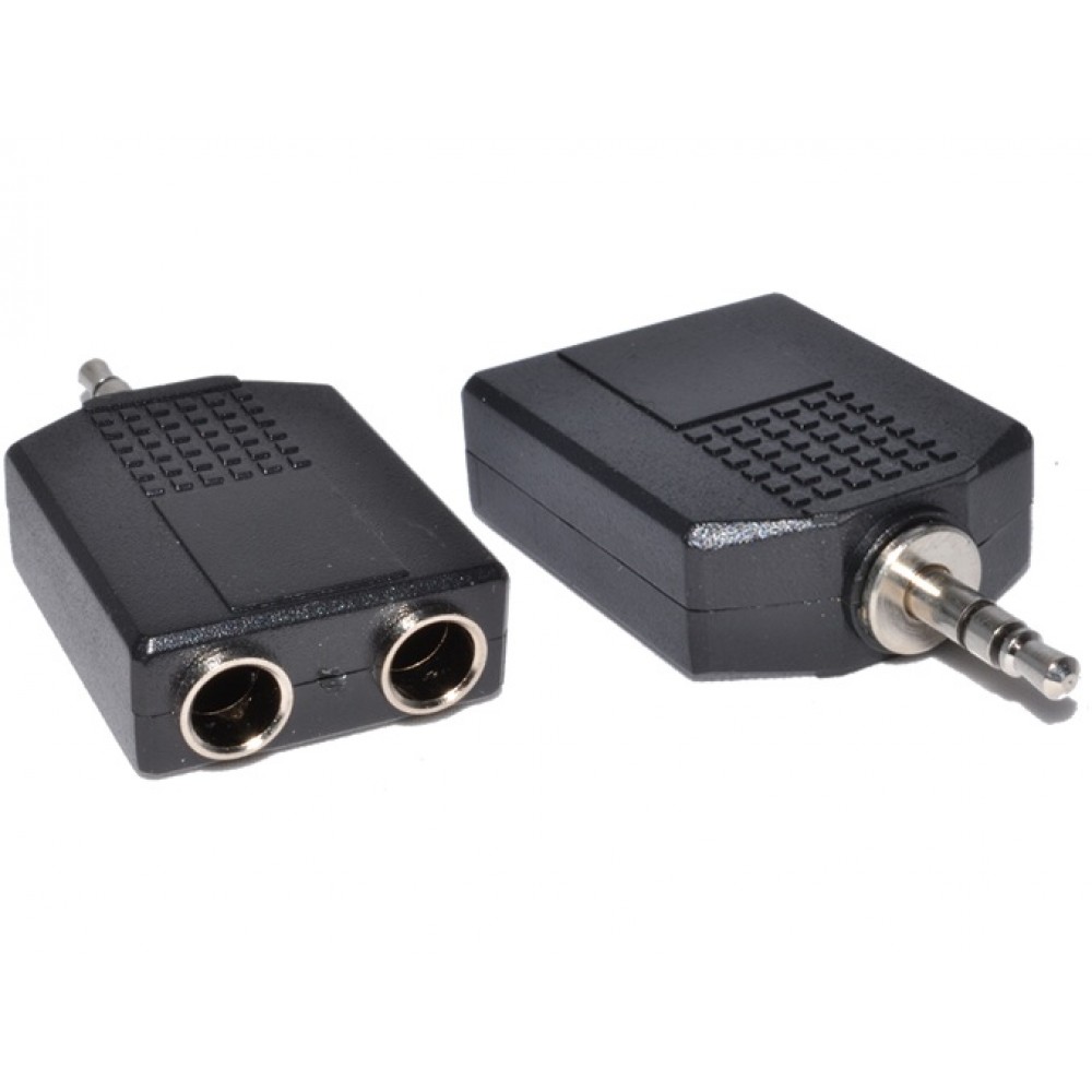 3.5 Stereo Male To Two 6.5 Female Converter