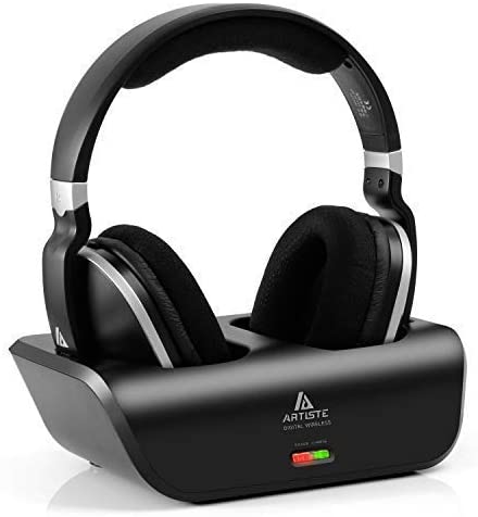ARTISTE Wireless TV Headphones Over Ear Headsets - Digital Stereo Headsets with 2.4GHz RF Transmitter, Charging Dock, 100ft Wireless Range and Rechargeable 20 Hour Battery