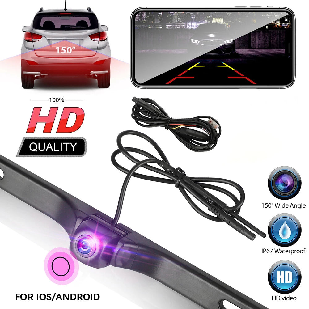 Wireless Car Rear View IP67 Waterproof HD Wide Angle Camera With Night Vision 12V