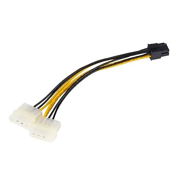 2 x 4 Pin (M) Power Cable To 6 pin (M) 20cm