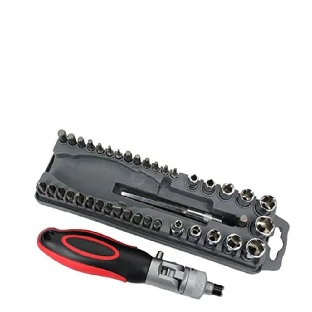 40Pcs Reversible Ratchet Screwdriver W/Bits & Sockets Set