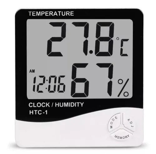 HTC-1 Hygrometer Temperature Gauge Clock Humidity Meter
