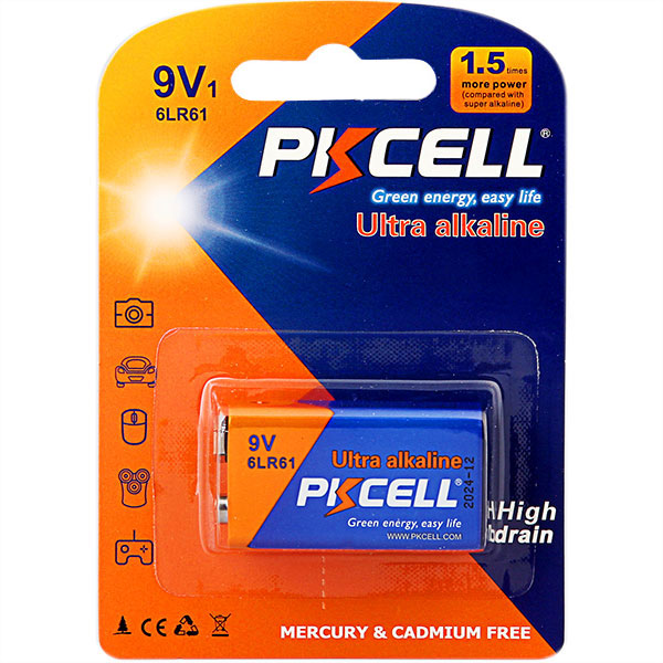 PKCell 9V Battery - 6LR61