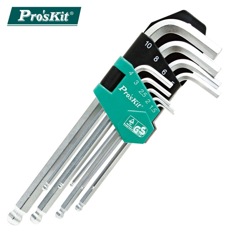 9PCS Ball Point Long Arm Hex Key Set(1.5,2,2.5,3,4,5,6,8,10mm)-