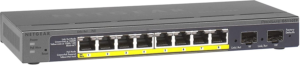 NETGEAR 8 Port Gigabit Ethernet POE SMART Switch W 2 FIBER