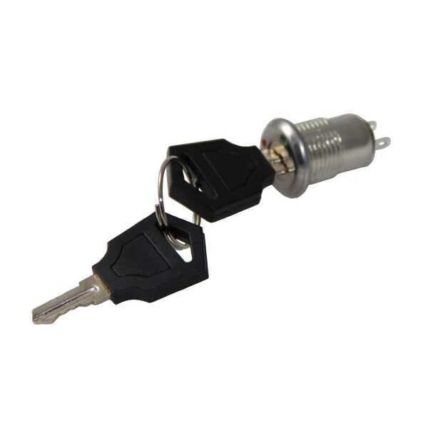 Key Switch 12mm 2 Position ON-OFF, key pulled on both position