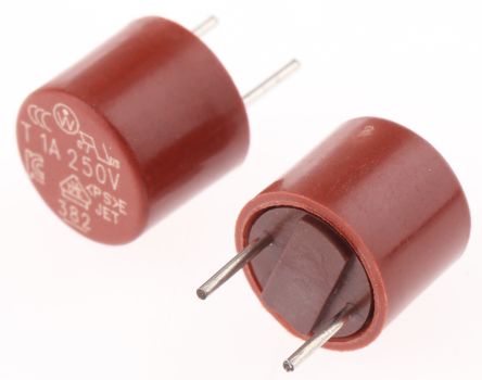 Round black PCB mount fuse T1A 250V
