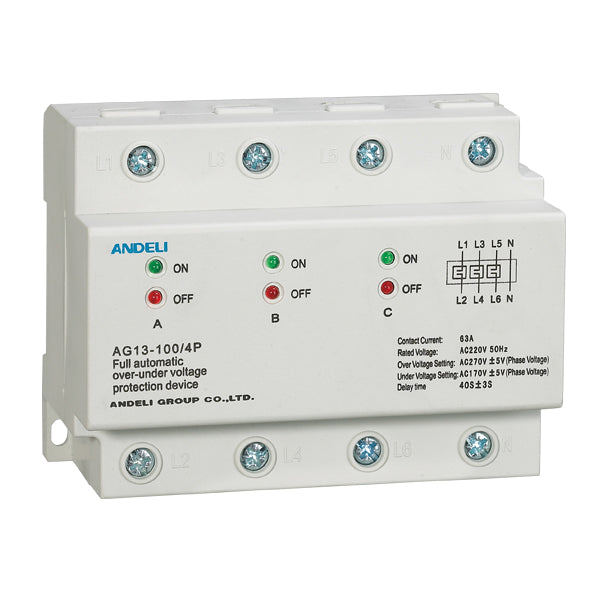 Over under Voltage Protection Device AG13-100/4P 50A
