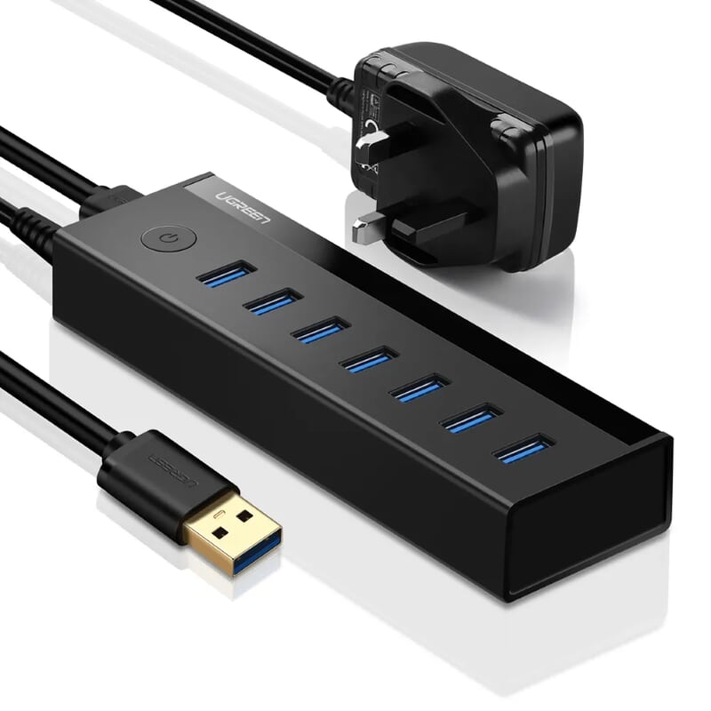 "7 Port USB 3.0 HUB (5V Power Supply) 50cm
Black"
