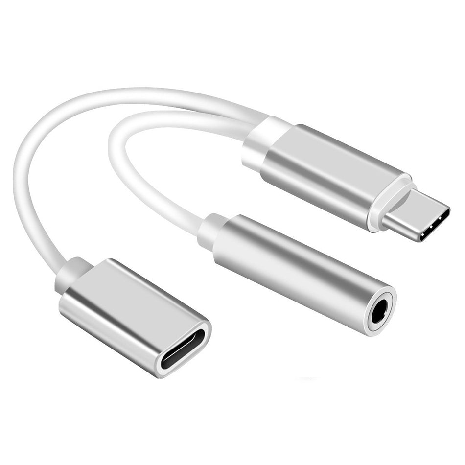 2 in 1 USB Type C + 3.5mm Headphone Jack Adapter