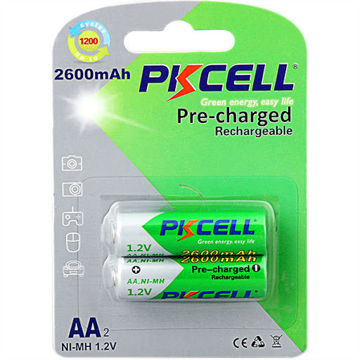 NiMH 1.2V AA2600mAh Rechargeable Battery (2Pcs/Card) Pre-Charged