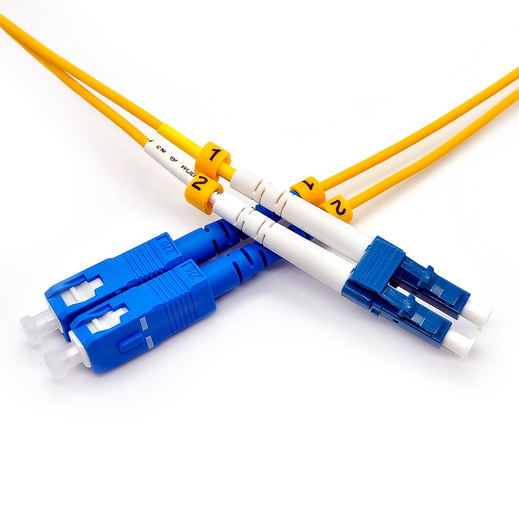 Single Mode SC / UPC to LC / UPC Duplex Patch Cord - 2m