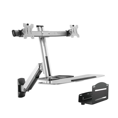 Dual Display Sit  Stand Workstation Wall Mount For 13 -32 Monitors