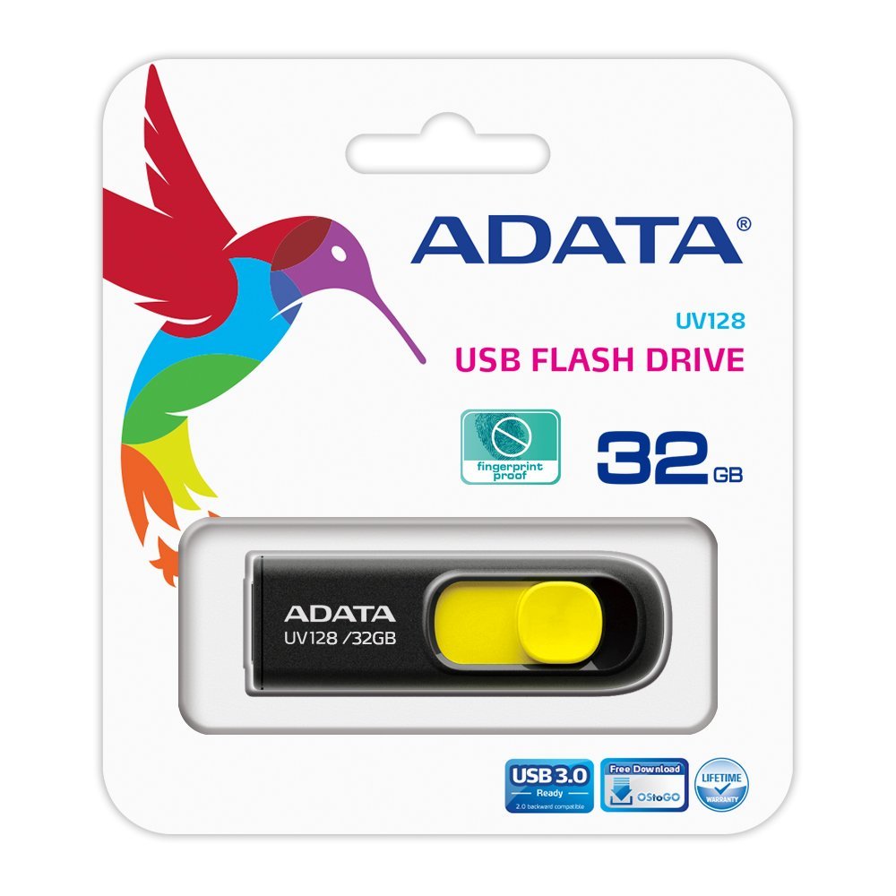 ADATA UV128 32GB USB3.0 Rectractable Capless Flash Pen drive Yellow