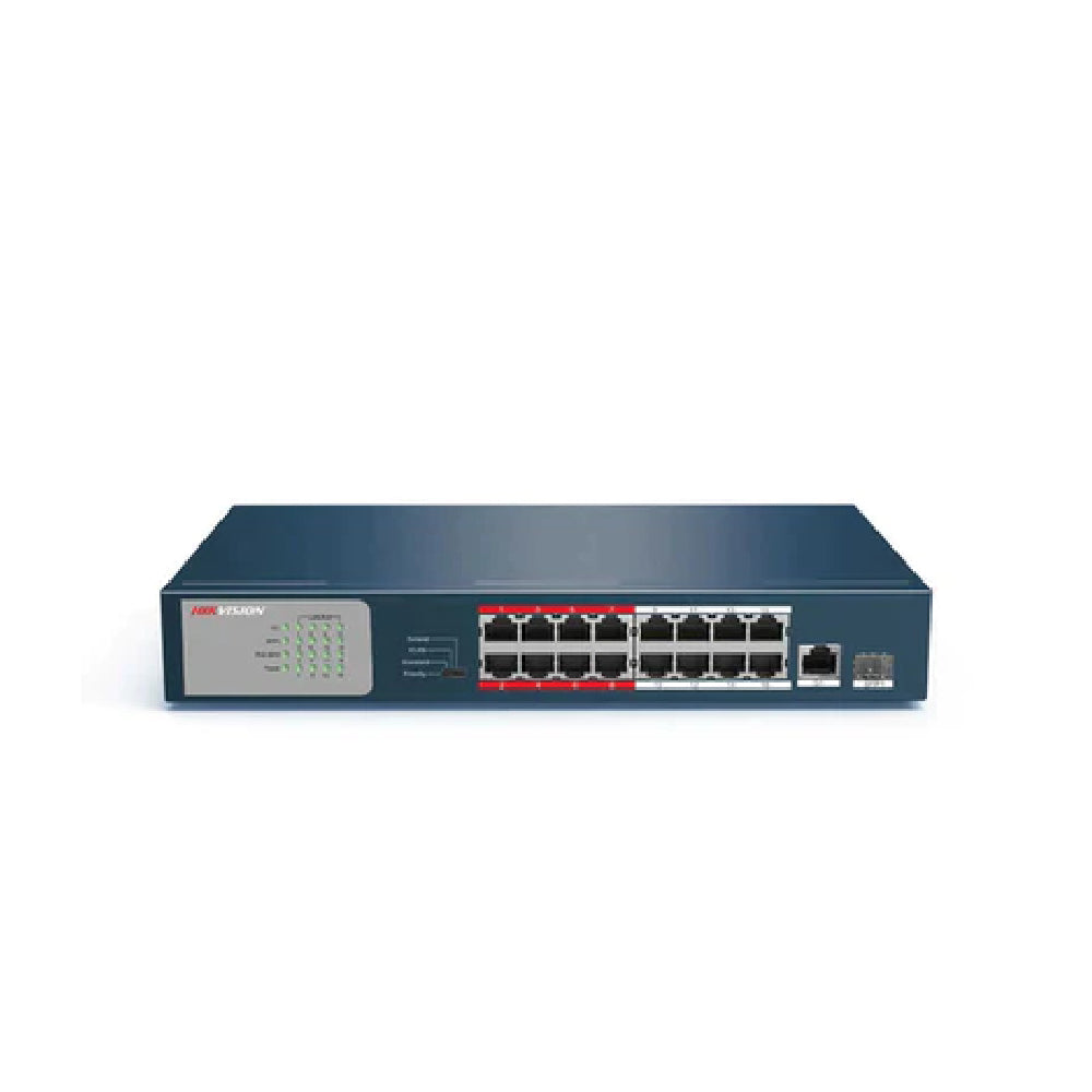 Hikvision 16-Port 100 Mbps Long-Range Unmanaged PoE Switch