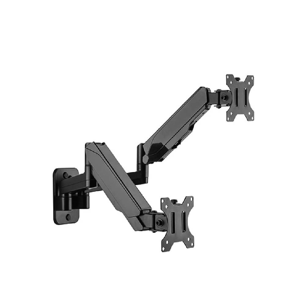 Dual screen wall-mounted gas spring monitor arm