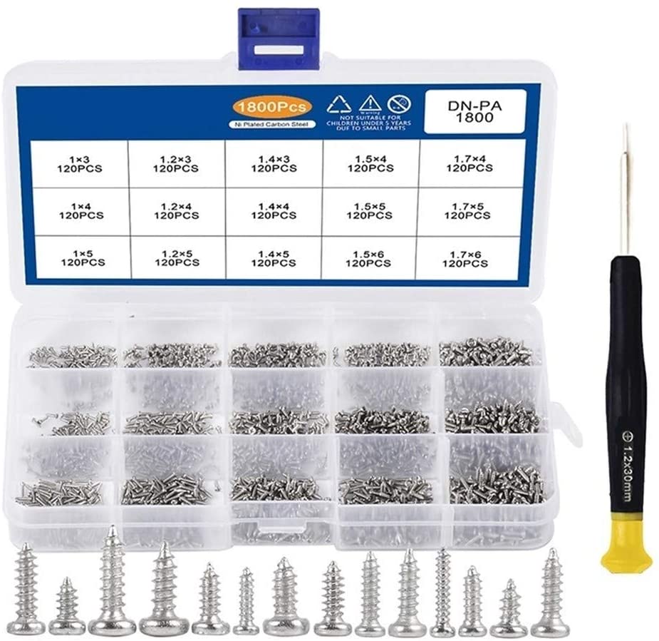 Ni Plated Carbon Steel Pan Head Silver Gray Screw M1