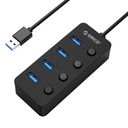 Hub Orico Portable 4-Port USB3.0 W/Power Switch (ORI-W9PH4-U3-BK)