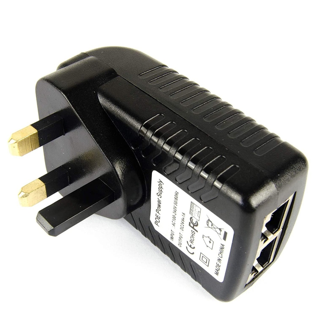 48V 0.5A Gigabit PoE adapter UK plug POE-48V-24W-G-UK