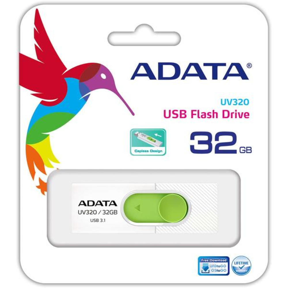 ADATA UV320 32GB Pen Drive WHITE/GREEN USB 3.2 Gen1