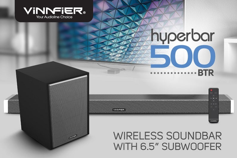 VINNFIRE HYPERBAR 500BTR WIRELESS SOUNDBAR SUBWOOFER  OPTICAL CAB