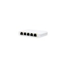 Ubiquiti UniFi Switch Flex Mini with 5-Port managed Gigabit Ethernet switch powered by 802.3af/at PoE or 5V, 1A USB-C power adapter.