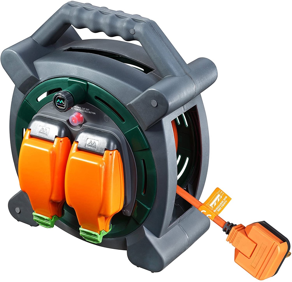 Masterplug IP Rated 2 Socket Outdoor Weatherproof Extension Case Reel – 20M