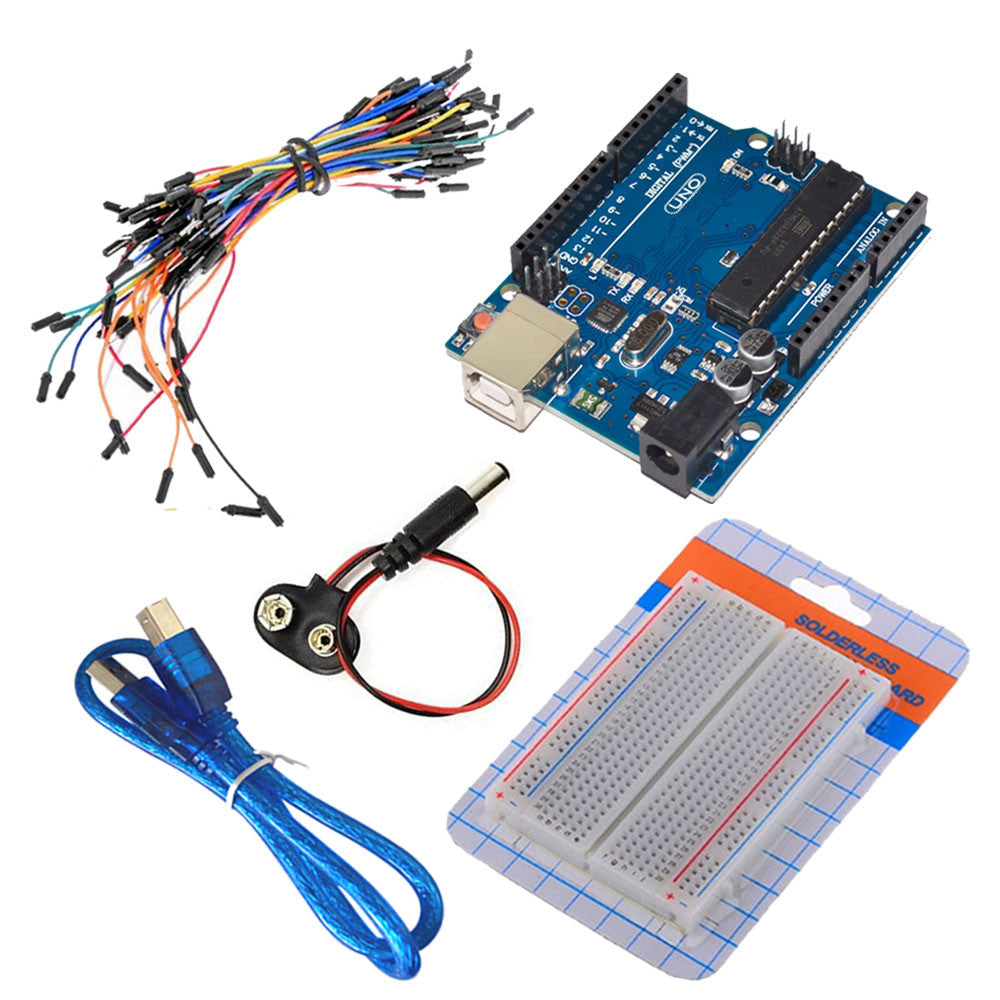 UNO R3 + Breadboard 400 Point + 9V Battery Snap Starter Kit