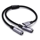 UGREEN USB Type C Male to 3.5mm 2 Female Audio Cable 25cm (Silver)