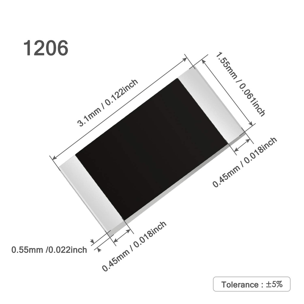 1206 SMD Resistor 15 ohm chip resistor 0.25W 1/4W