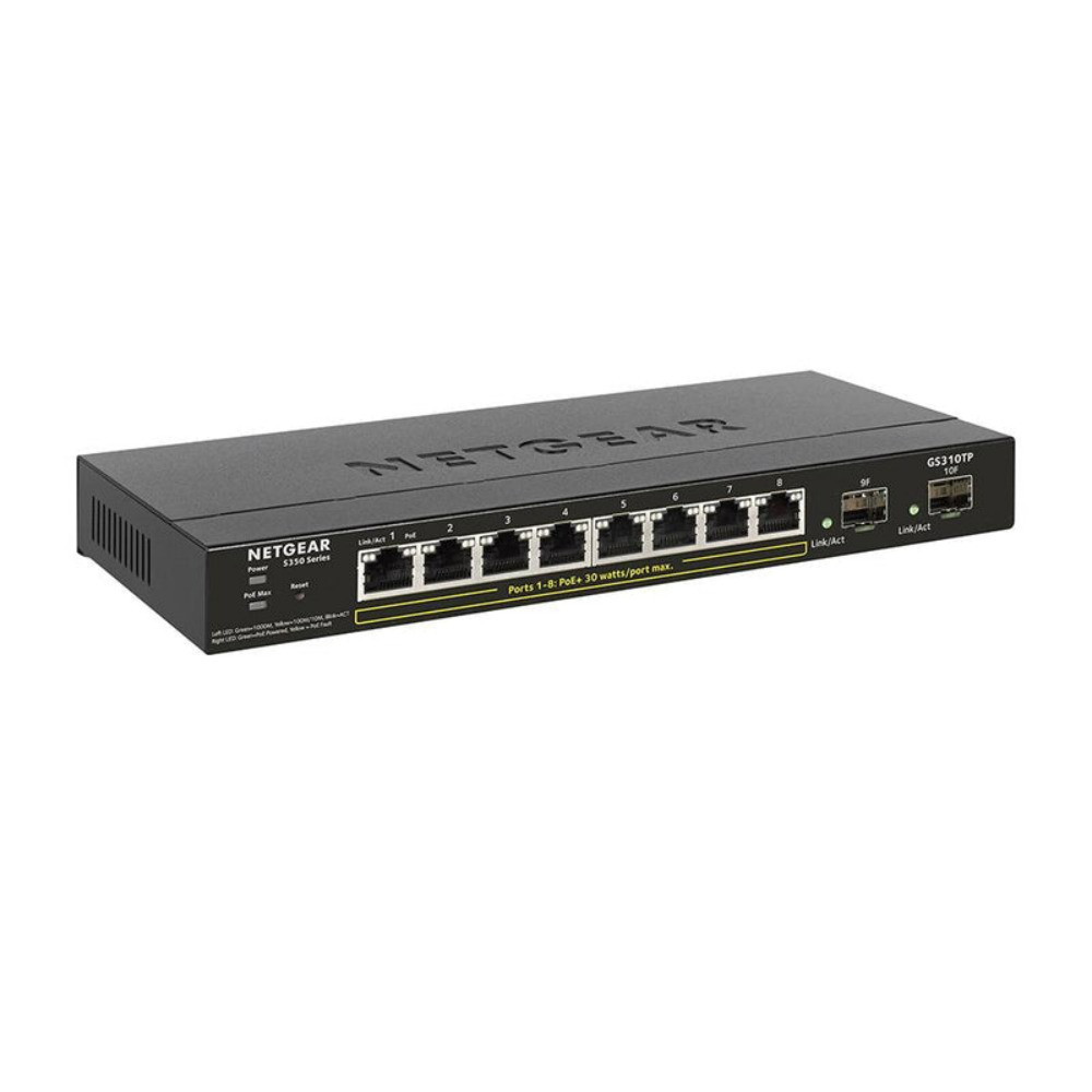 8-Port Gigabit Ethernet PoE+ Smart Switch with 2 Dedicated SFP Ports (55W)