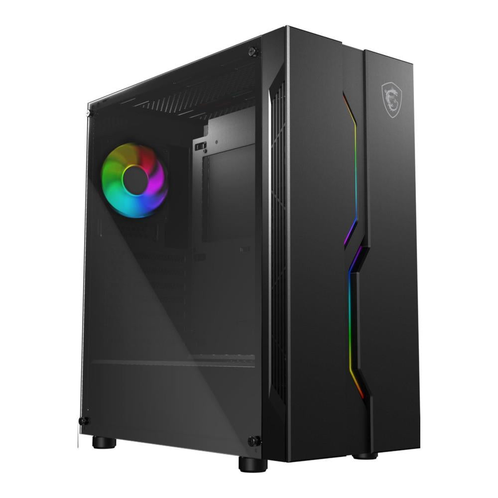 MSI MAG VAMPIRIC 010 Mid Tower Gaming Computer Case – Black 1x 120mm Argb Fan, Mystic Light Sync, Tempered Glass Panel, ATX, mATX and Mini-ITX