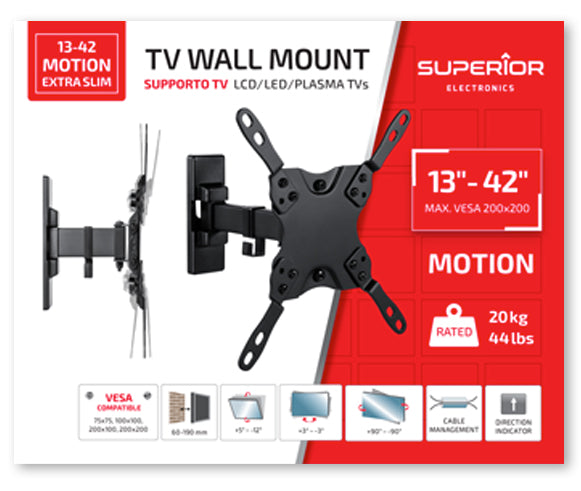 Superior TV Wall Mount 13-42 Motion Extra Slim