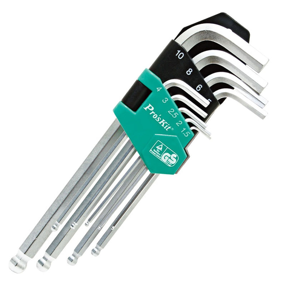 9PCS Extra Long Arm Ball PointHex Key Set(1.5,2,2.5,3,4,5,6,8,10mm)