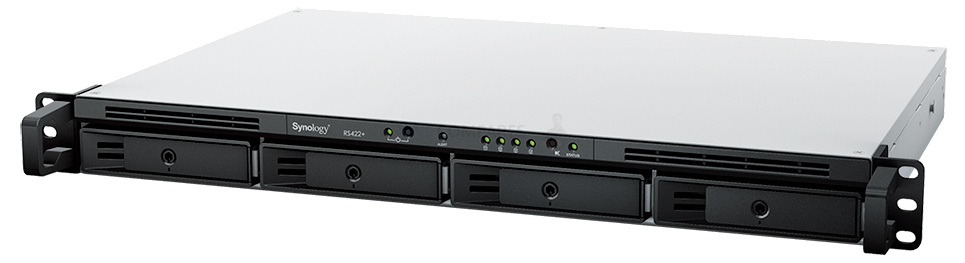 Synology RS422+ 4 Bay Rackmount NAS with 2GB RAM, 2x1GB LAN, Quad core 2.6GHz Processor