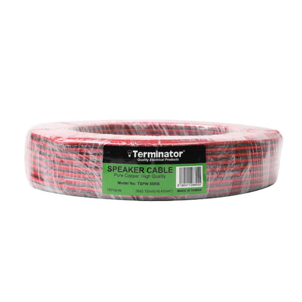 "Terminator Speaker Cable Red & Black (36/0.12MM BCx2F+PVCO.D.3.0x6.0MM) (Taiwan) 90 m roll