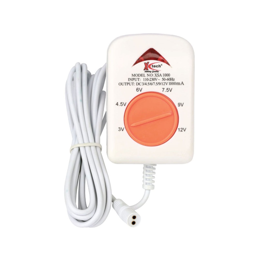 X Tech AC/DC Power Adaptor Regulated 6 Way 1000mA Input 110/230V Output DC 3-12V