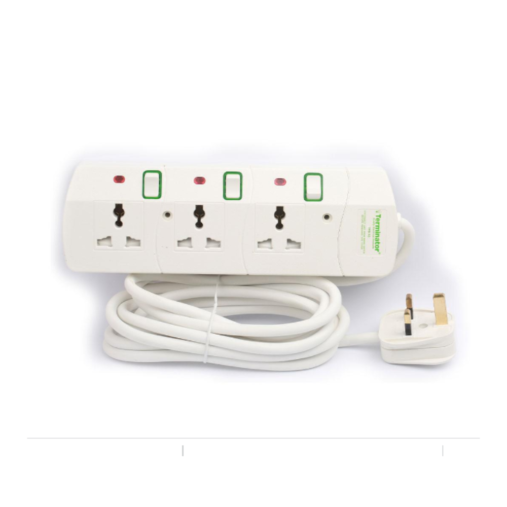 Terminator 3 Way Universal Power Extension Socket 13A 3M Esma Approved