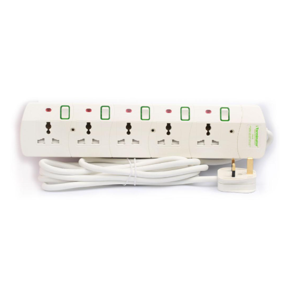 Terminator 5 Way Universal Power Extension Socket 13A 3M Esma Approved