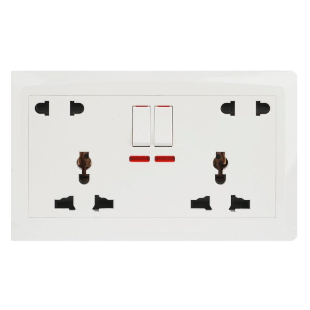 Terminator Wall Plate with 2 Universal Socket, 2x2RP Sockets, 2 Switches &2 Indicators
