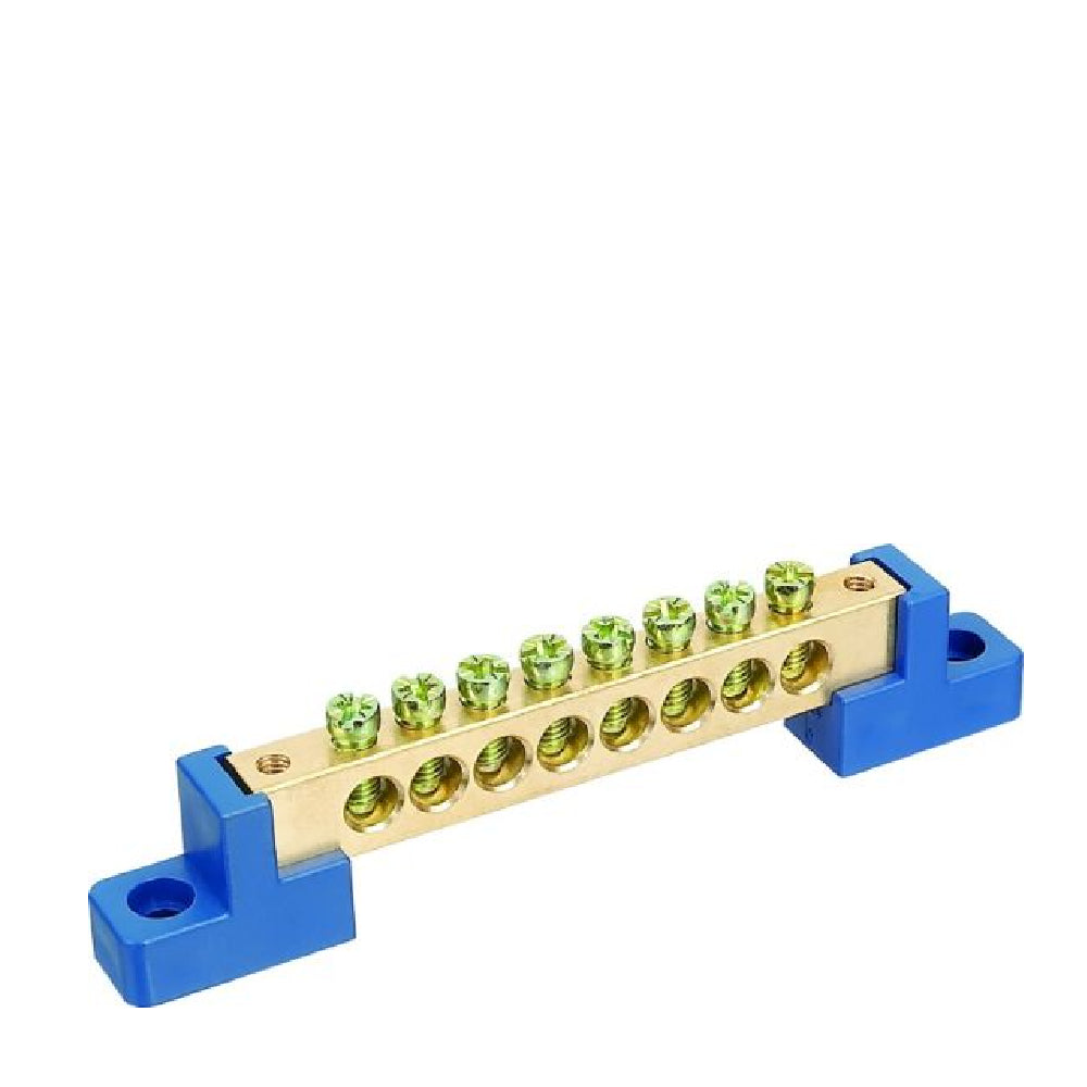 8 Pole Brass Neutral link Teminal with ABS Support (Copper section:8*12-8)